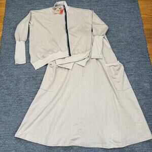 Aakasha Sweatshirt Skirt Set Women XL Beige Asymmetric Maxi Lagenlook Boho NEW